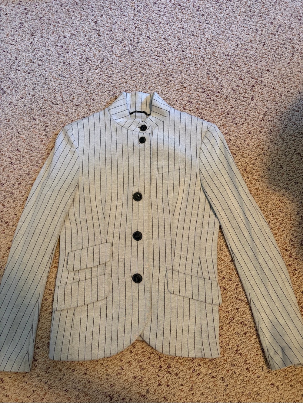 rag & bone Gray Pinstripe Stand-Collar Blazer